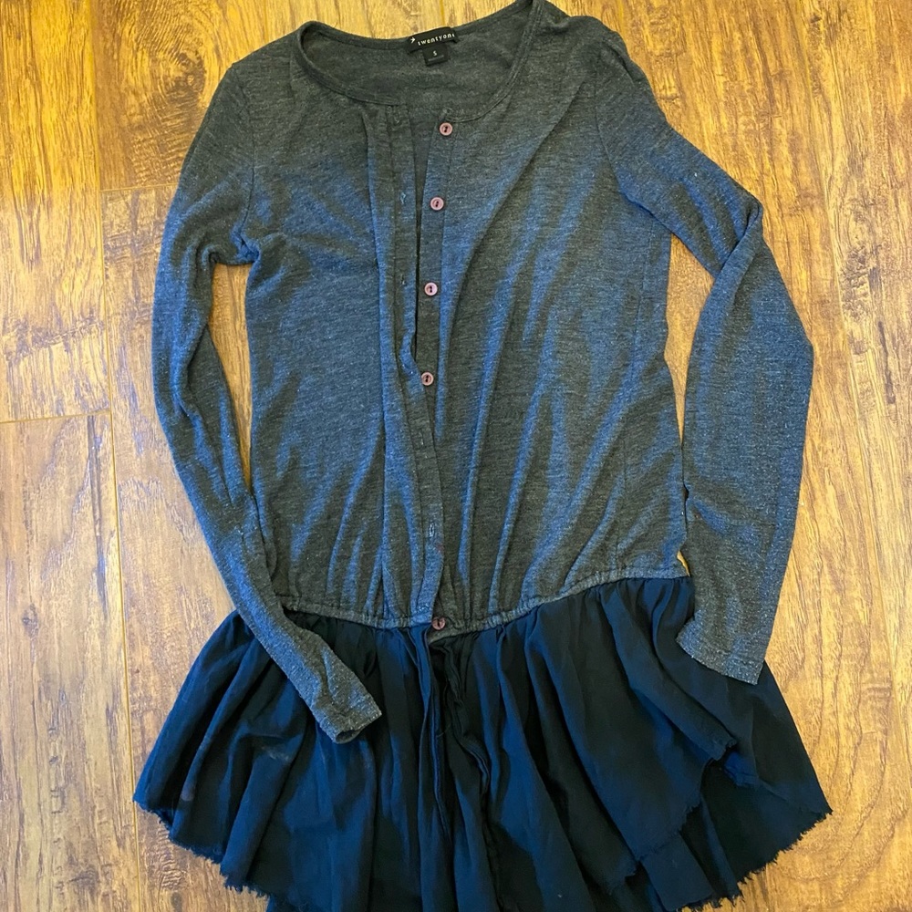 Throwback y2k grunge style button down linen dress sweater